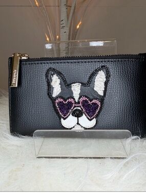 NWOT KATE SPADE:FRENCHIE DOG:SMALL WALLET CARD HOLDER & ZIP COMPARTMENT OUTSIDE